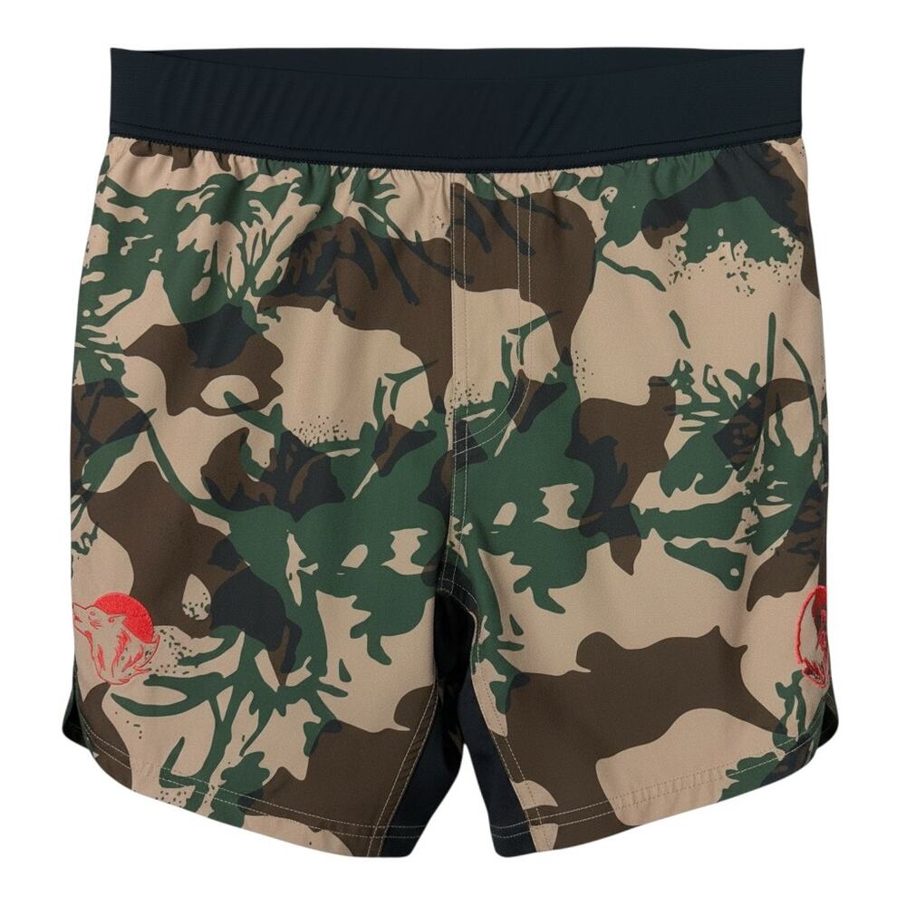 Tachuntfish Men's Medium Athletic Gym Shorts Desierto Camouflage Camo 5" Inseam